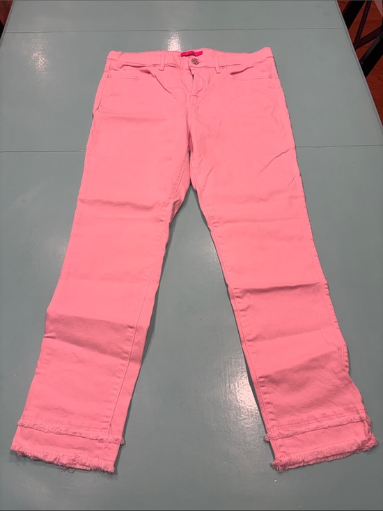 Lilly Pulitzer Denim - Lilly Pulitzer Pink Straight-Leg Jeans with Frayed Hem